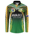 Custom Cook Islands Rugby League Button Sweatshirt Avaiki Tatau Tribal Motifs Black Color - Aussie Hoodie