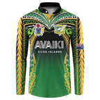 Custom Cook Islands Rugby League Button Sweatshirt Avaiki Tatau Tribal Motifs Black Color - Aussie Hoodie