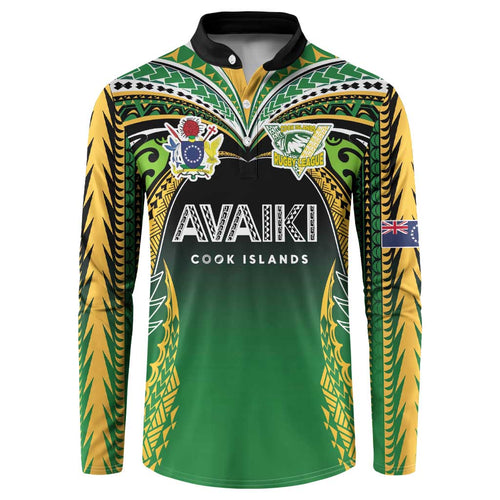 Custom Cook Islands Rugby League Button Sweatshirt Avaiki Tatau Tribal Motifs Black Color - Aussie Hoodie