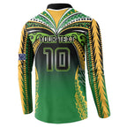 Custom Cook Islands Rugby League Button Sweatshirt Avaiki Tatau Tribal Motifs Black Color - Aussie Hoodie