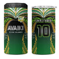 Custom Cook Islands Rugby League 4 in 1 Can Cooler Tumbler Avaiki Tatau Tribal Motifs Black Color - Aussie Hoodie