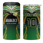 Custom Cook Islands Rugby League 4 in 1 Can Cooler Tumbler Avaiki Tatau Tribal Motifs Black Color - Aussie Hoodie