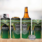 Custom Cook Islands Rugby League 4 in 1 Can Cooler Tumbler Avaiki Tatau Tribal Motifs Black Color - Aussie Hoodie