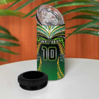 Custom Cook Islands Rugby League 4 in 1 Can Cooler Tumbler Avaiki Tatau Tribal Motifs Black Color - Aussie Hoodie