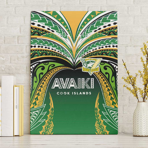 Cook Islands Rugby League Canvas Wall Art Avaiki Tatau Tribal Motifs Black Color - Aussie Hoodie