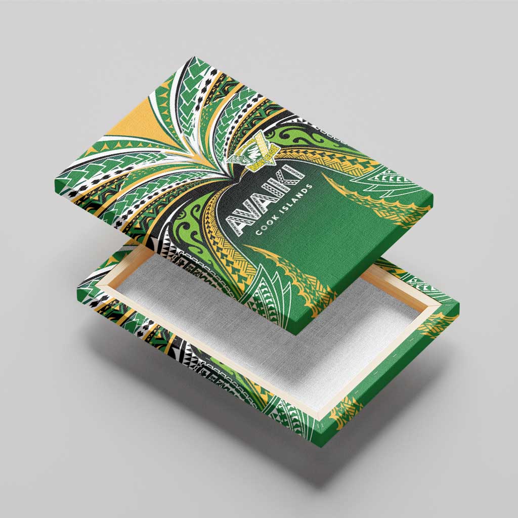 Cook Islands Rugby League Canvas Wall Art Avaiki Tatau Tribal Motifs Black Color - Aussie Hoodie