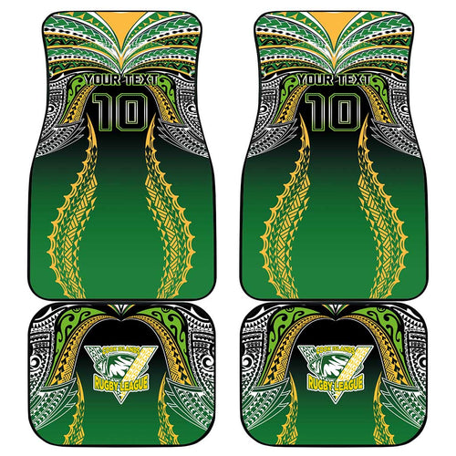 Custom Cook Islands Rugby League Car Mats Avaiki Tatau Tribal Motifs Black Color - Aussie Hoodie
