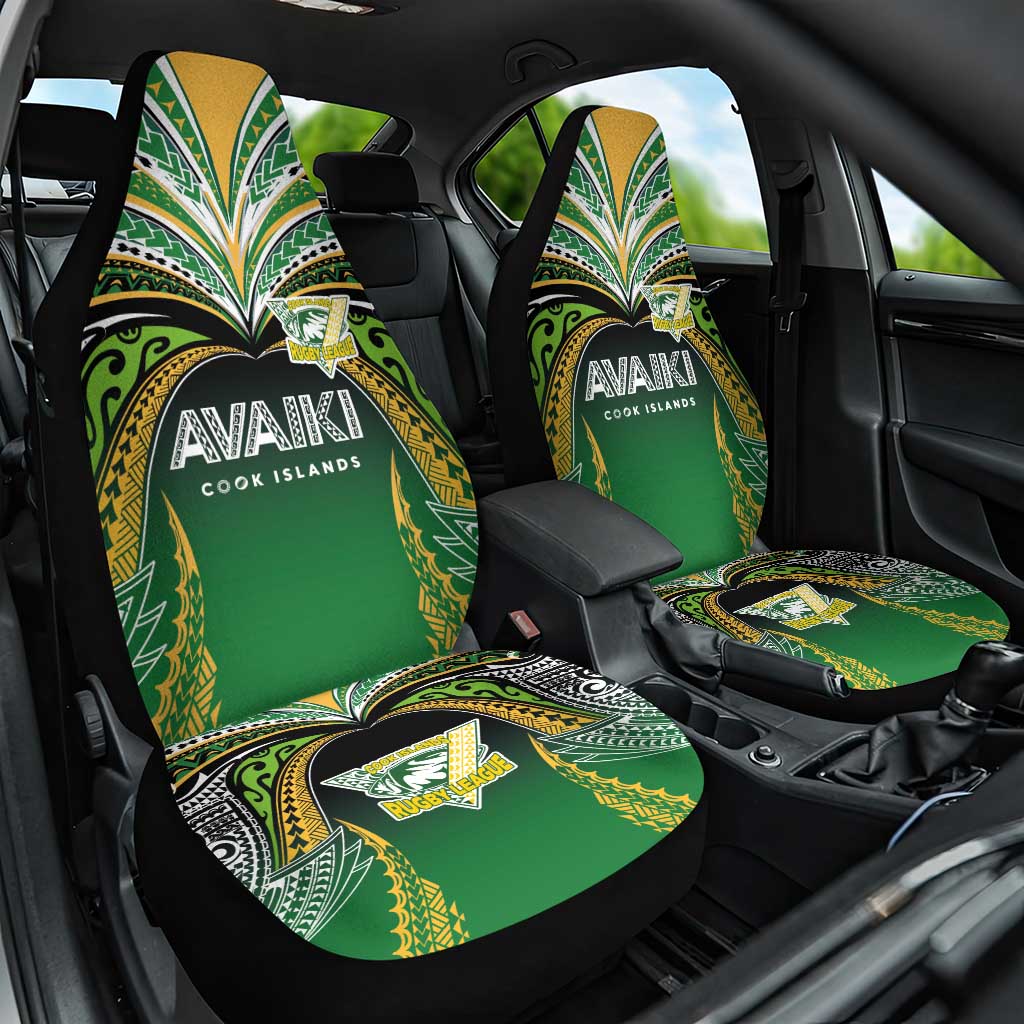 Cook Islands Rugby League Car Seat Cover Avaiki Tatau Tribal Motifs Black Color - Aussie Hoodie