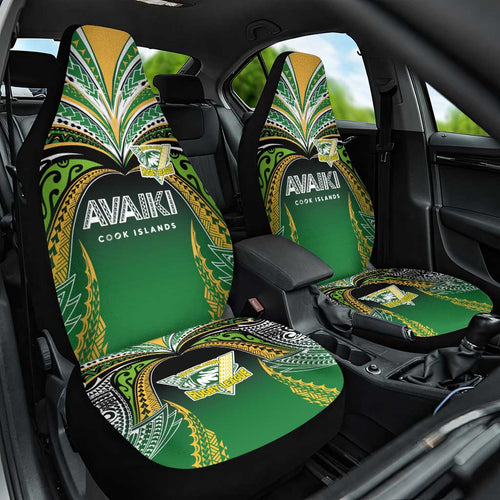 Cook Islands Rugby League Car Seat Cover Avaiki Tatau Tribal Motifs Black Color - Aussie Hoodie