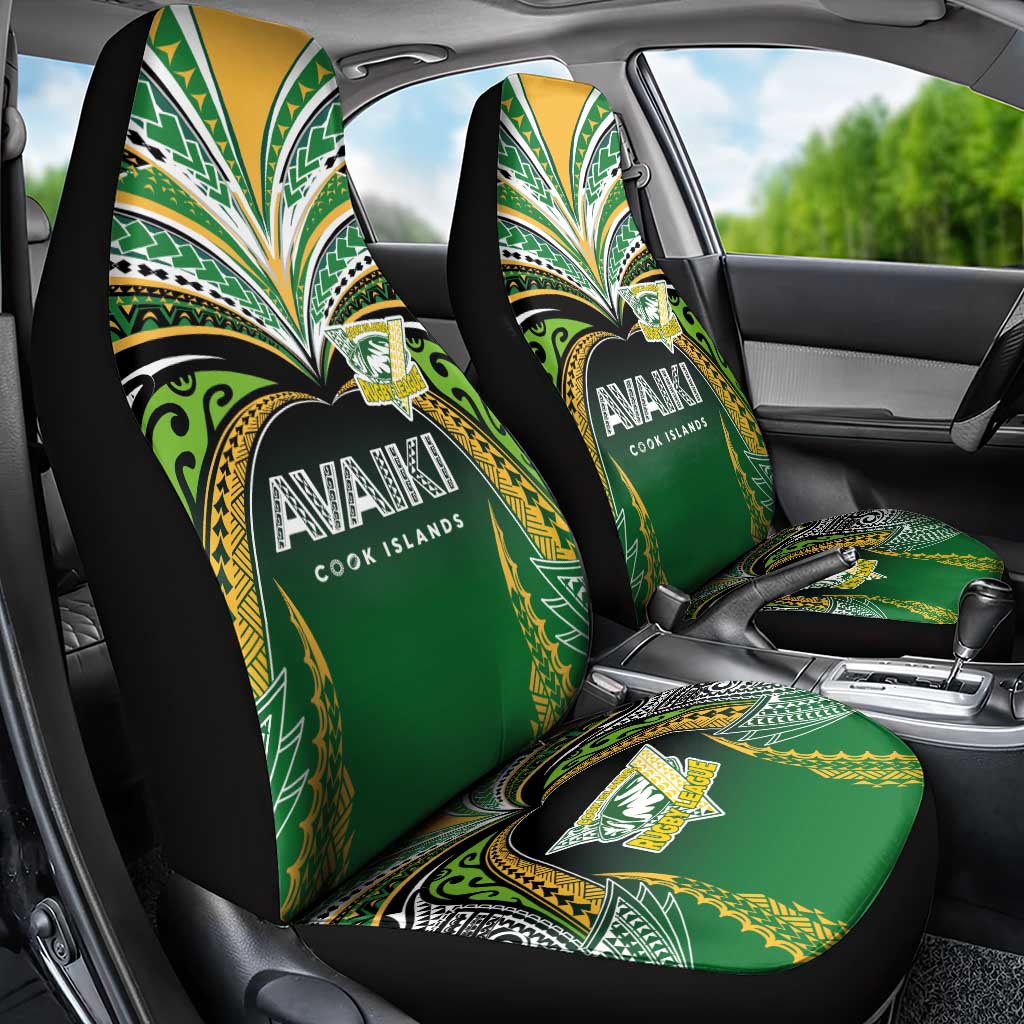 Cook Islands Rugby League Car Seat Cover Avaiki Tatau Tribal Motifs Black Color - Aussie Hoodie