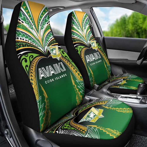 Cook Islands Rugby League Car Seat Cover Avaiki Tatau Tribal Motifs Black Color - Aussie Hoodie