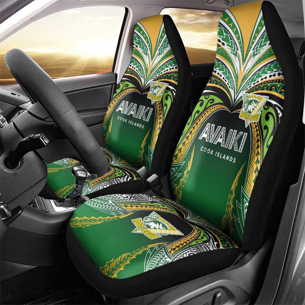 Cook Islands Rugby League Car Seat Cover Avaiki Tatau Tribal Motifs Black Color - Aussie Hoodie