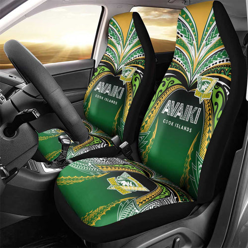 Cook Islands Rugby League Car Seat Cover Avaiki Tatau Tribal Motifs Black Color - Aussie Hoodie