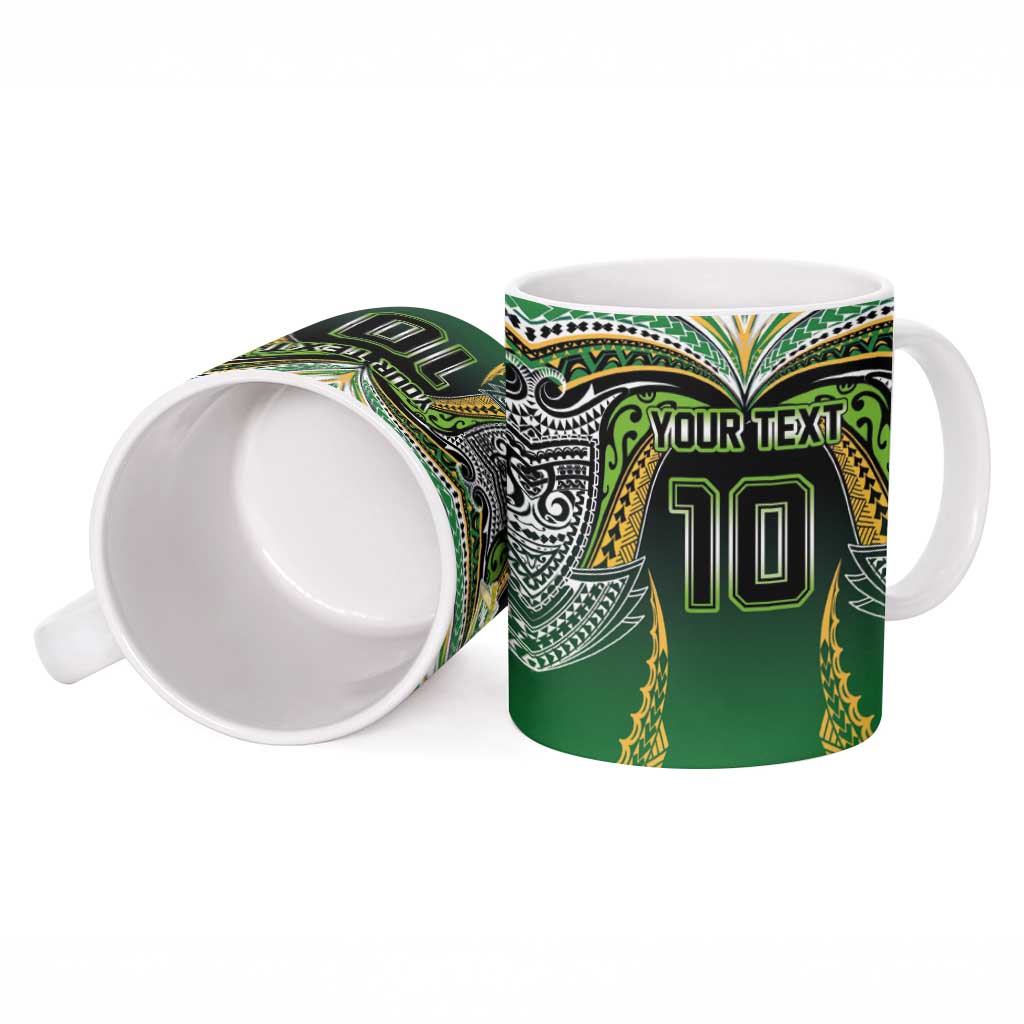 Custom Cook Islands Rugby League Ceramic Mug Avaiki Tatau Tribal Motifs Black Color - Aussie Hoodie