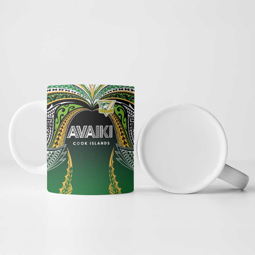 Custom Cook Islands Rugby League Ceramic Mug Avaiki Tatau Tribal Motifs Black Color - Aussie Hoodie