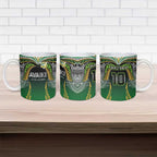 Custom Cook Islands Rugby League Ceramic Mug Avaiki Tatau Tribal Motifs Black Color - Aussie Hoodie
