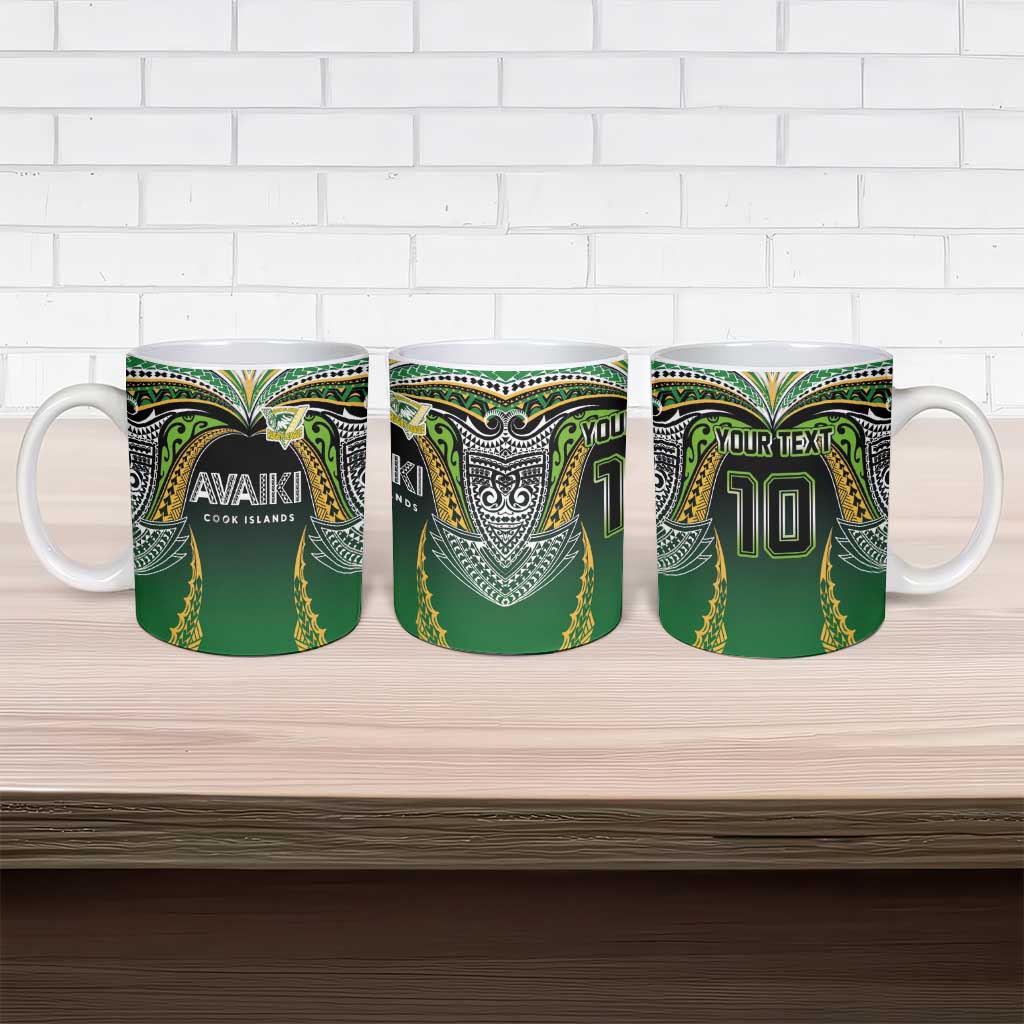 Custom Cook Islands Rugby League Ceramic Mug Avaiki Tatau Tribal Motifs Black Color - Aussie Hoodie