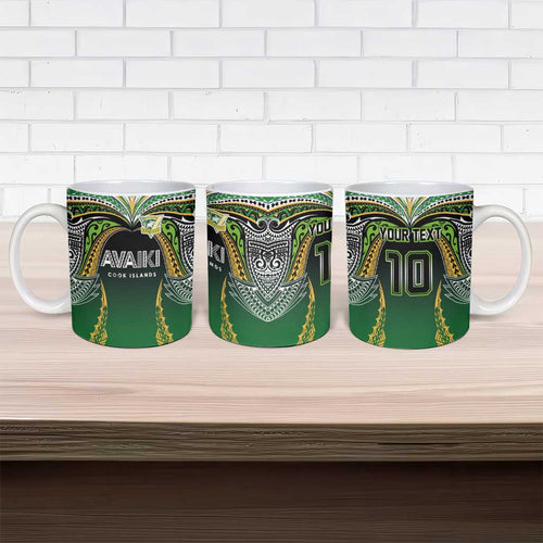 Custom Cook Islands Rugby League Ceramic Mug Avaiki Tatau Tribal Motifs Black Color - Aussie Hoodie