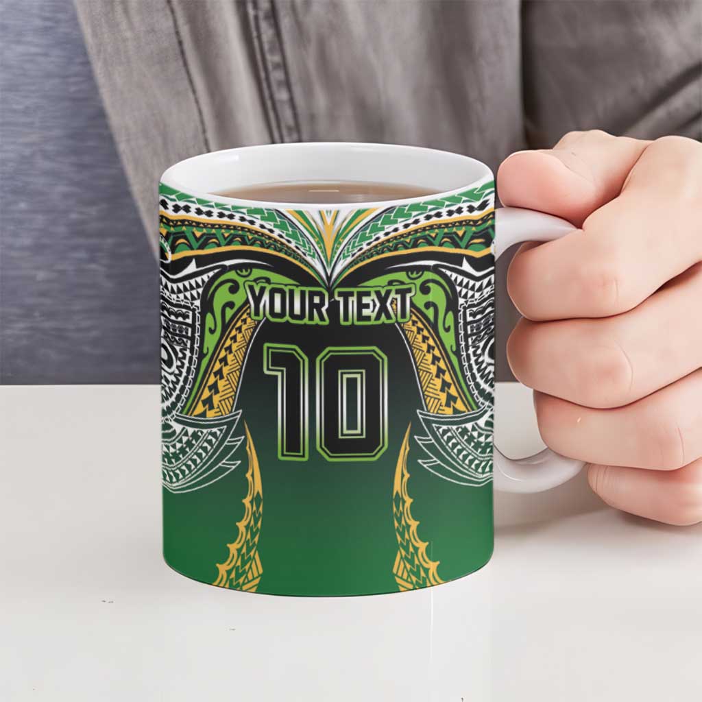 Custom Cook Islands Rugby League Ceramic Mug Avaiki Tatau Tribal Motifs Black Color - Aussie Hoodie