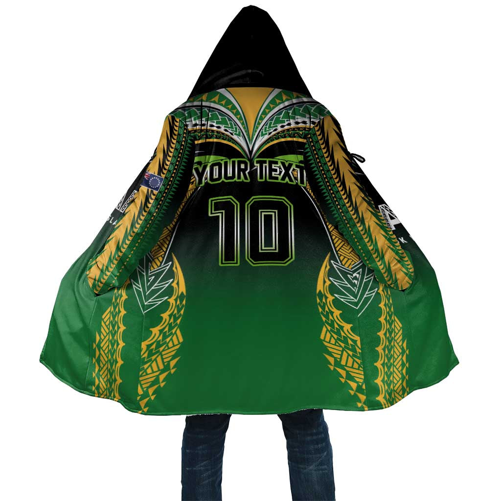 Custom Cook Islands Rugby League Cloak Avaiki Tatau Tribal Motifs Black Color - Aussie Hoodie