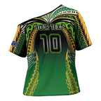 Custom Cook Islands Rugby League Cross Shoulder Shirt Avaiki Tatau Tribal Motifs Black Color - Aussie Hoodie