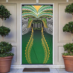 Custom Cook Islands Rugby League Door Cover Avaiki Tatau Tribal Motifs Black Color - Aussie Hoodie