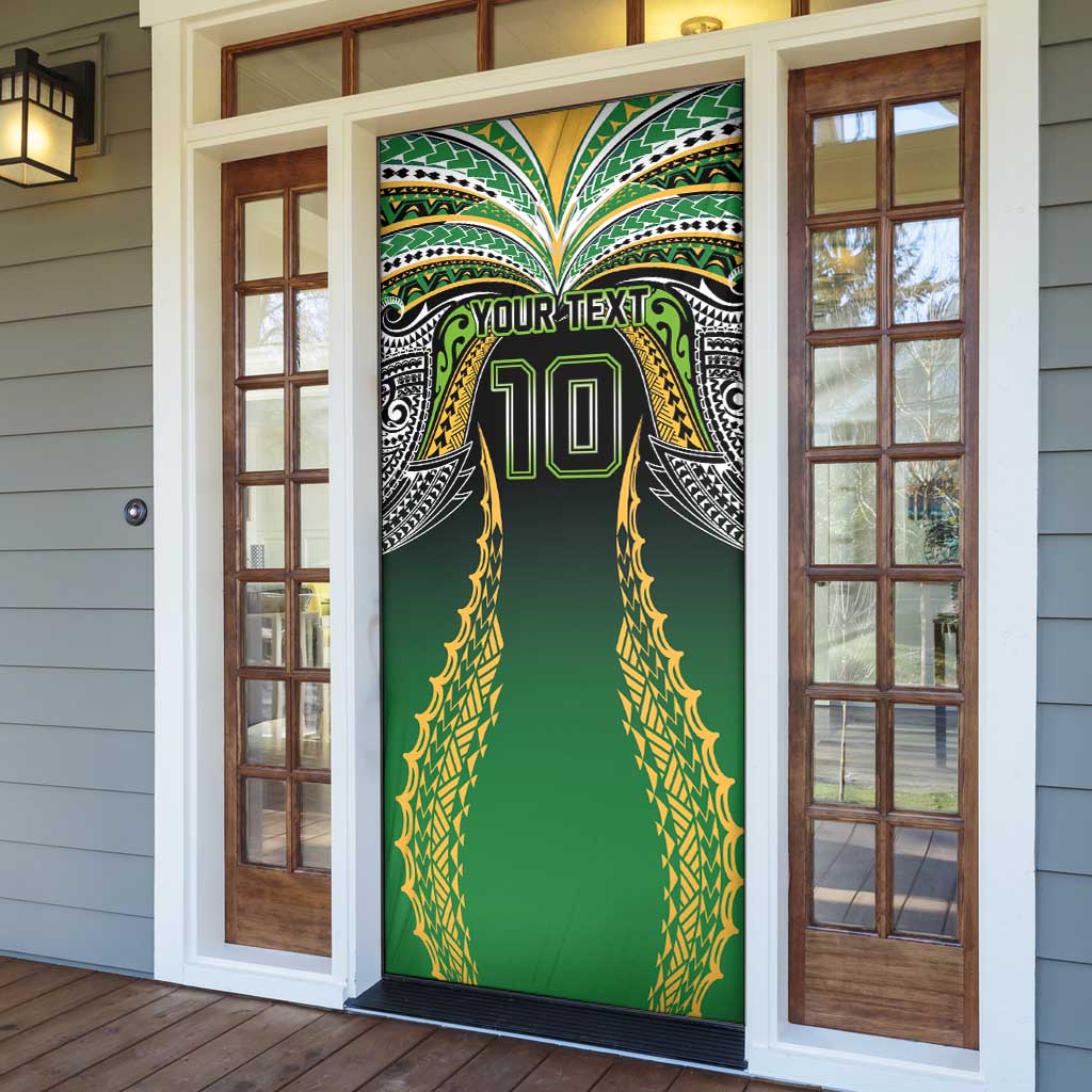 Custom Cook Islands Rugby League Door Cover Avaiki Tatau Tribal Motifs Black Color - Aussie Hoodie