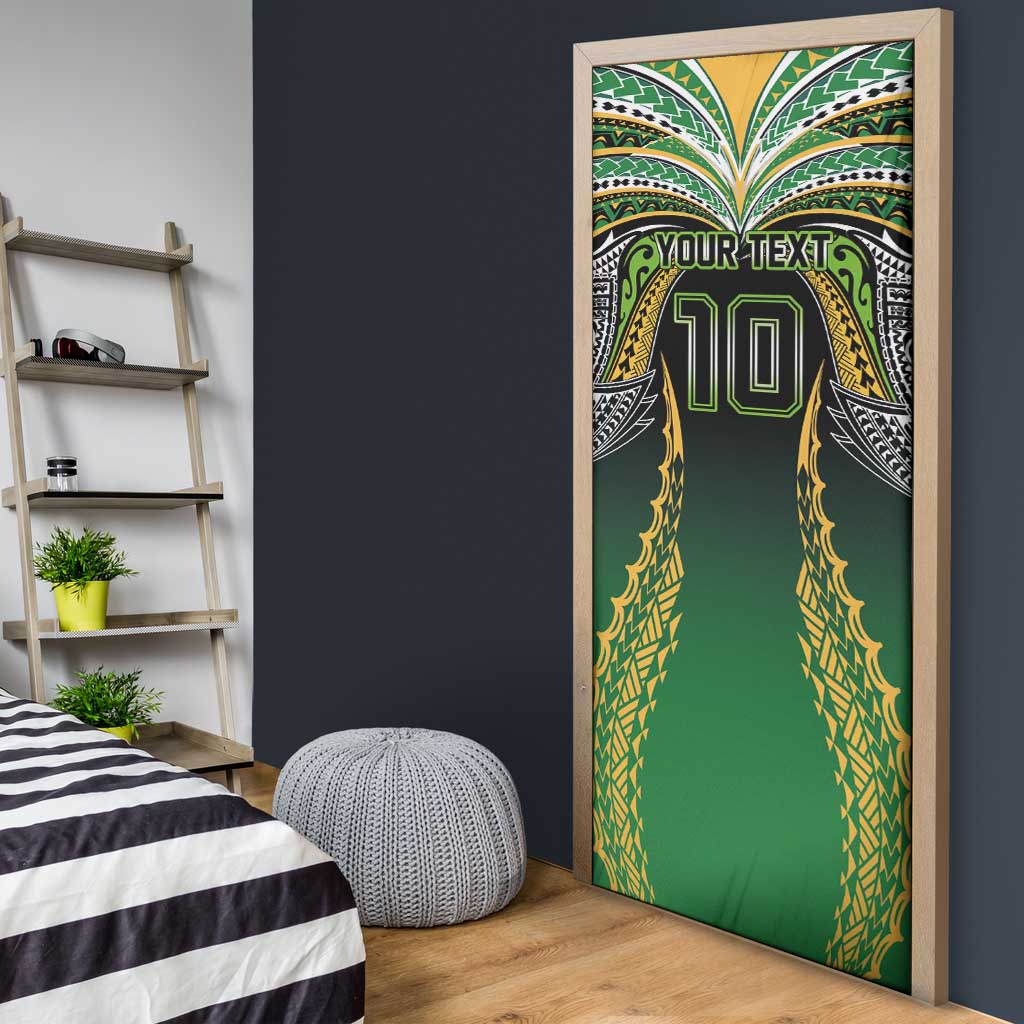 Custom Cook Islands Rugby League Door Cover Avaiki Tatau Tribal Motifs Black Color - Aussie Hoodie