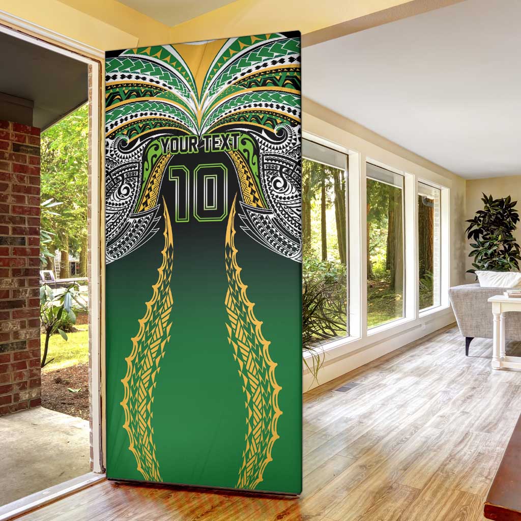Custom Cook Islands Rugby League Door Cover Avaiki Tatau Tribal Motifs Black Color - Aussie Hoodie