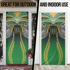 Custom Cook Islands Rugby League Door Cover Avaiki Tatau Tribal Motifs Black Color - Aussie Hoodie