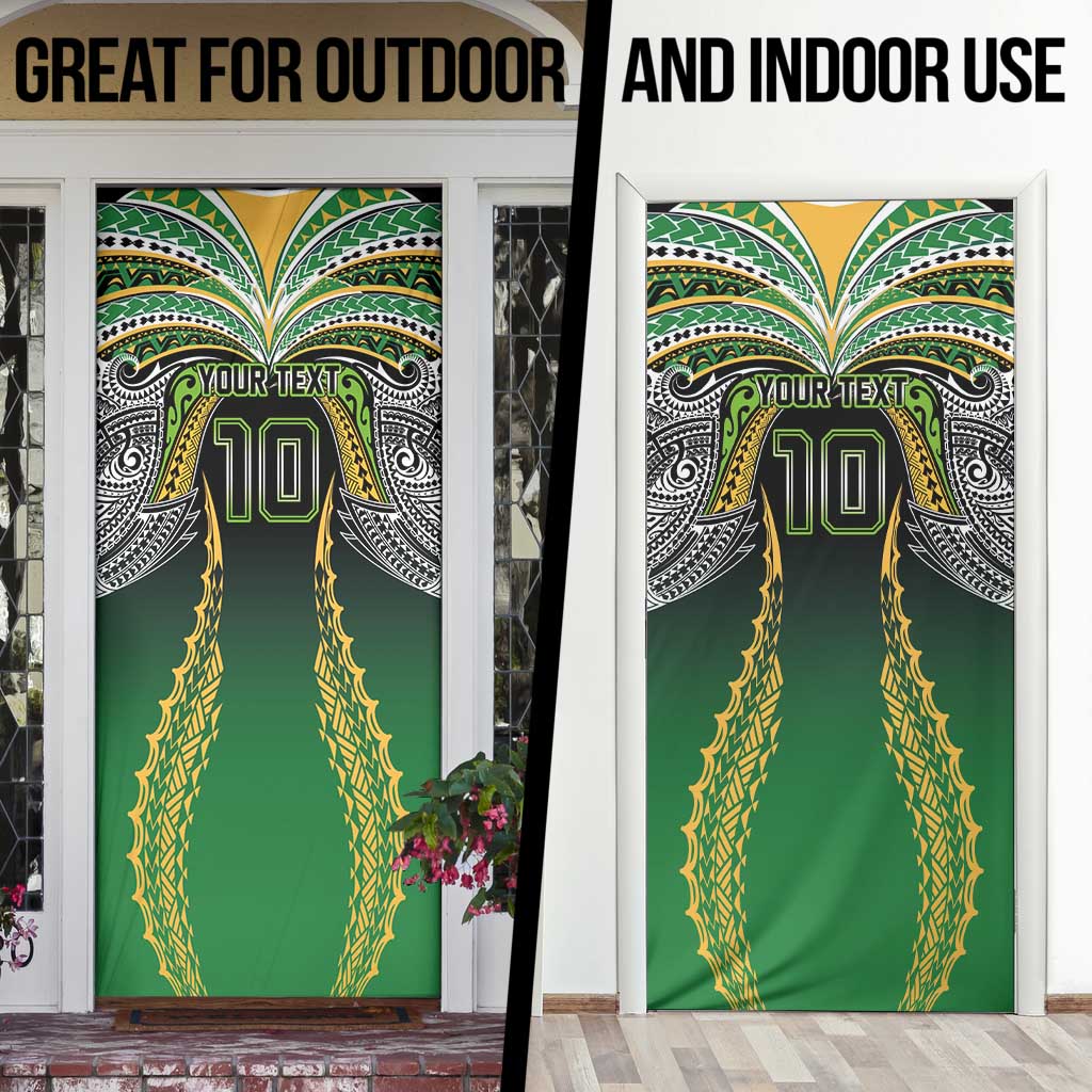 Custom Cook Islands Rugby League Door Cover Avaiki Tatau Tribal Motifs Black Color - Aussie Hoodie