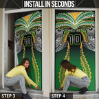 Custom Cook Islands Rugby League Door Cover Avaiki Tatau Tribal Motifs Black Color - Aussie Hoodie