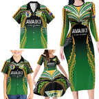 Custom Cook Islands Rugby League Family Matching Long Sleeve Bodycon Dress and Hawaiian Shirt Avaiki Tatau Tribal Motifs Black Color - Aussie Hoodie