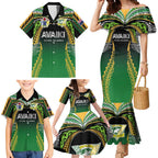 Custom Cook Islands Rugby League Family Matching Mermaid Dress and Hawaiian Shirt Avaiki Tatau Tribal Motifs Black Color - Aussie Hoodie
