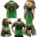 Custom Cook Islands Rugby League Family Matching Mermaid Dress and Hawaiian Shirt Avaiki Tatau Tribal Motifs Black Color - Aussie Hoodie