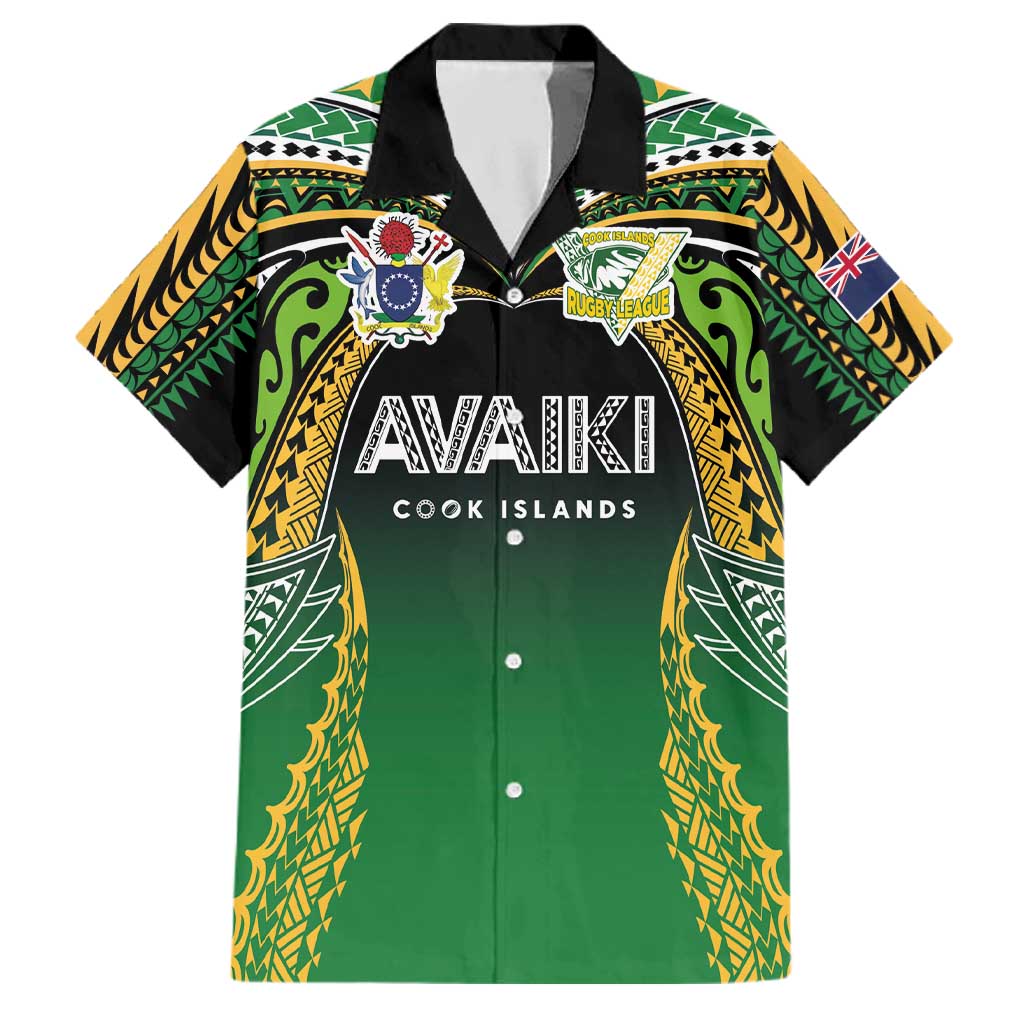 Custom Cook Islands Rugby League Family Matching Off Shoulder Maxi Dress and Hawaiian Shirt Avaiki Tatau Tribal Motifs Black Color - Aussie Hoodie