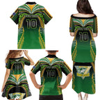 Custom Cook Islands Rugby League Family Matching Puletasi and Hawaiian Shirt Avaiki Tatau Tribal Motifs Black Color - Aussie Hoodie
