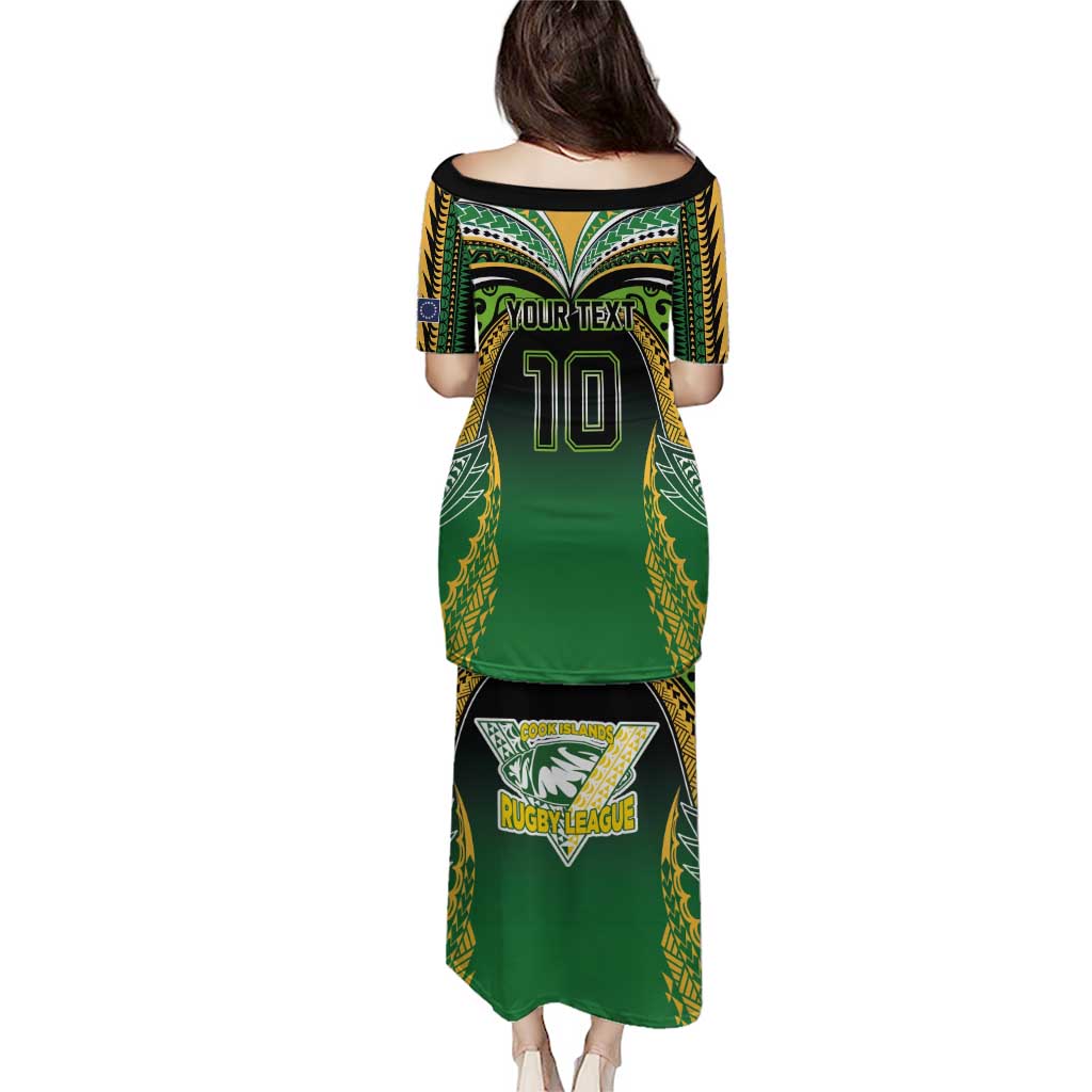 Custom Cook Islands Rugby League Family Matching Puletasi and Hawaiian Shirt Avaiki Tatau Tribal Motifs Black Color - Aussie Hoodie