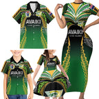 Custom Cook Islands Rugby League Family Matching Short Sleeve Bodycon Dress and Hawaiian Shirt Avaiki Tatau Tribal Motifs Black Color - Aussie Hoodie