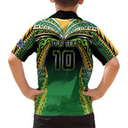 Custom Cook Islands Rugby League Family Matching Short Sleeve Bodycon Dress and Hawaiian Shirt Avaiki Tatau Tribal Motifs Black Color - Aussie Hoodie