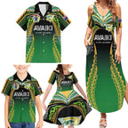 Custom Cook Islands Rugby League Family Matching Summer Maxi Dress and Hawaiian Shirt Avaiki Tatau Tribal Motifs Black Color - Aussie Hoodie