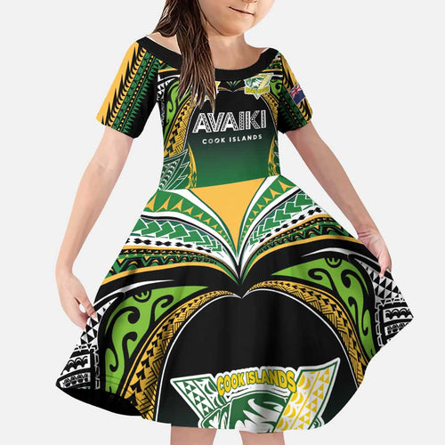 Custom Cook Islands Rugby League Family Matching Summer Maxi Dress and Hawaiian Shirt Avaiki Tatau Tribal Motifs Black Color - Aussie Hoodie