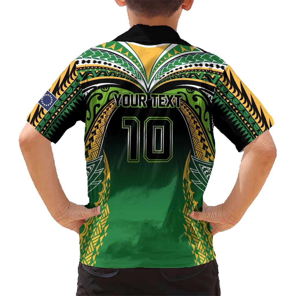 Custom Cook Islands Rugby League Family Matching Tank Maxi Dress and Hawaiian Shirt Avaiki Tatau Tribal Motifs Black Color - Aussie Hoodie