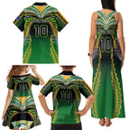 Custom Cook Islands Rugby League Family Matching Tank Maxi Dress and Hawaiian Shirt Avaiki Tatau Tribal Motifs Black Color - Aussie Hoodie