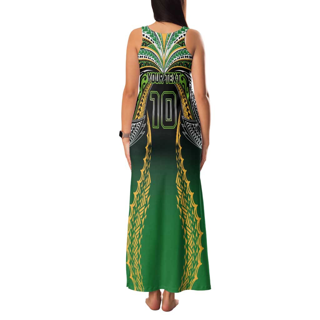 Custom Cook Islands Rugby League Family Matching Tank Maxi Dress and Hawaiian Shirt Avaiki Tatau Tribal Motifs Black Color - Aussie Hoodie