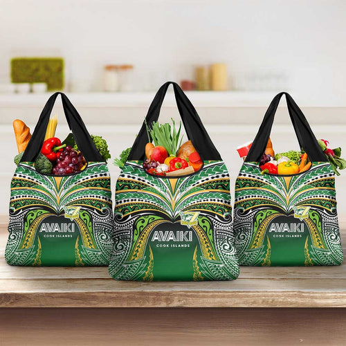 Cook Islands Rugby League Grocery Bag Avaiki Tatau Tribal Motifs Black Color - Aussie Hoodie