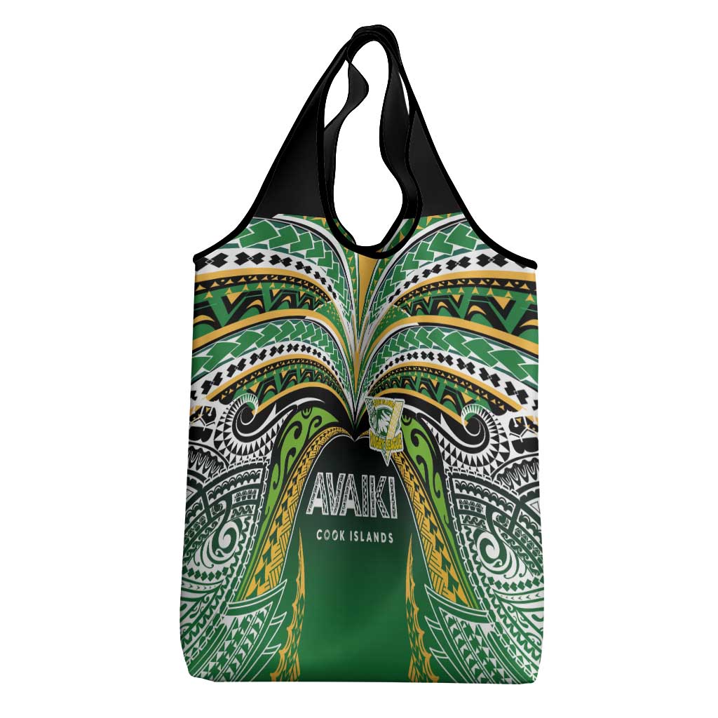 Cook Islands Rugby League Grocery Bag Avaiki Tatau Tribal Motifs Black Color - Aussie Hoodie