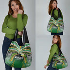 Cook Islands Rugby League Grocery Bag Avaiki Tatau Tribal Motifs Black Color - Aussie Hoodie
