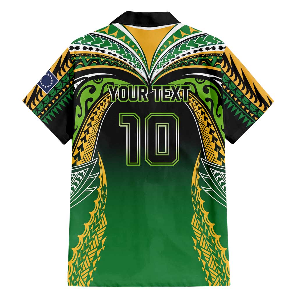 Custom Cook Islands Rugby League Hawaiian Shirt Avaiki Tatau Tribal Motifs Black Color - Aussie Hoodie