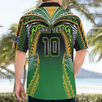 Custom Cook Islands Rugby League Hawaiian Shirt Avaiki Tatau Tribal Motifs Black Color - Aussie Hoodie